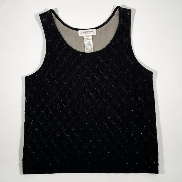 Jones New‎ York Black Sparkles Petite Top Size P/S - Picture 1 of 8